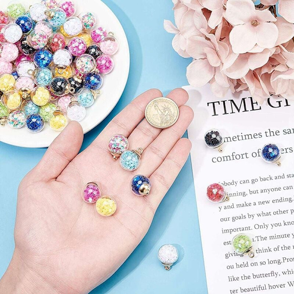 20 stk stjerneglasskule stjernecharm anheng glitter paljetter DIY håndverk for ørepynt halskjede armbånd 1