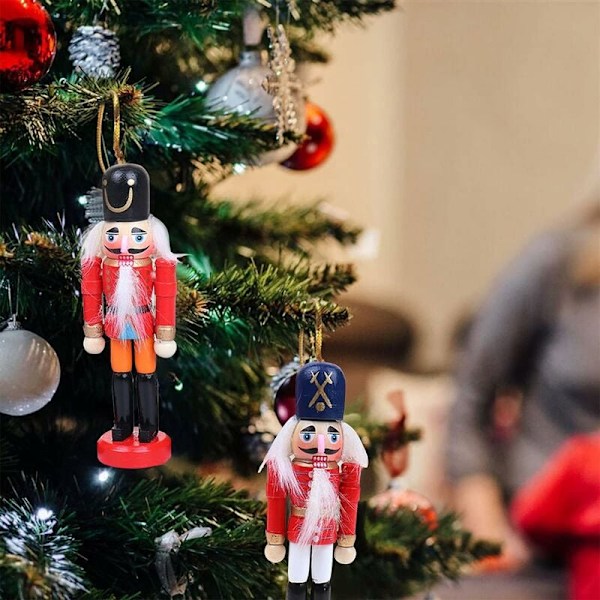 6 Stykker Etui Clutch Soldat Julepynt Nøddeknækker Træsoldat 12cm Jule Nøddeknækker Ornament Soldat Dukke til Juletræ, C