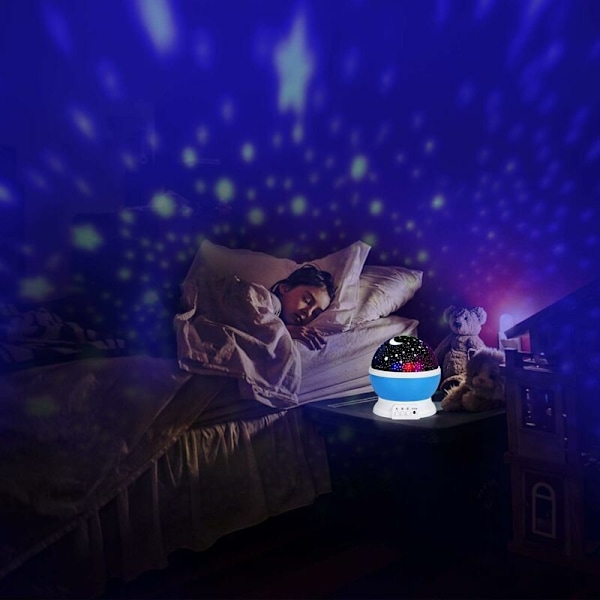 Stjärnprojektor för barn, roterar 360 grader, 4 LED-skrivbordslampa 17 färger som ändras med USB-kabel, unika gåvor till barnrum och babys rum