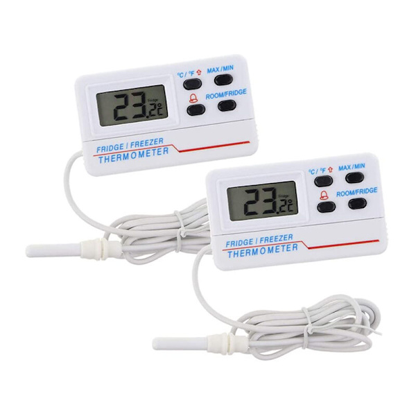 2 st digitala termometrar för Gridge Greezer med temperaturlarm och max min-funktion och 1,2 M kabel
