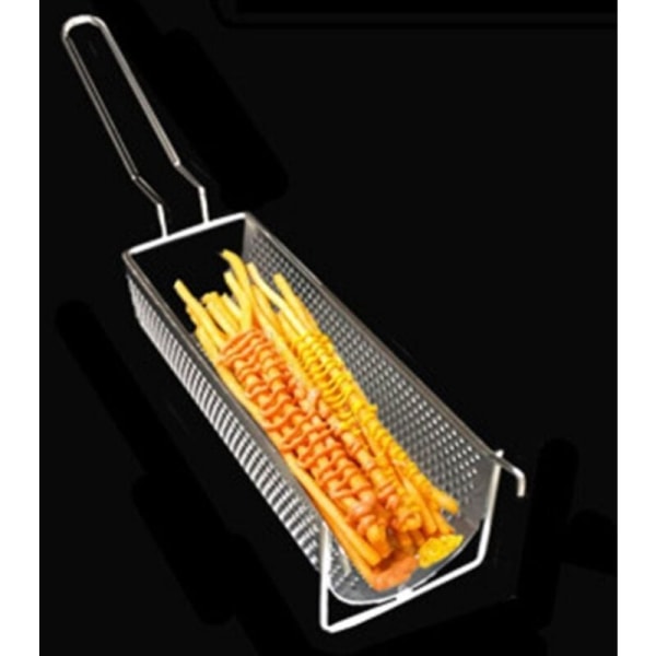 Rostfritt stål friterad korg lång fritering pommes frites behållare bäst för pommes frites potatispress köksverktyg