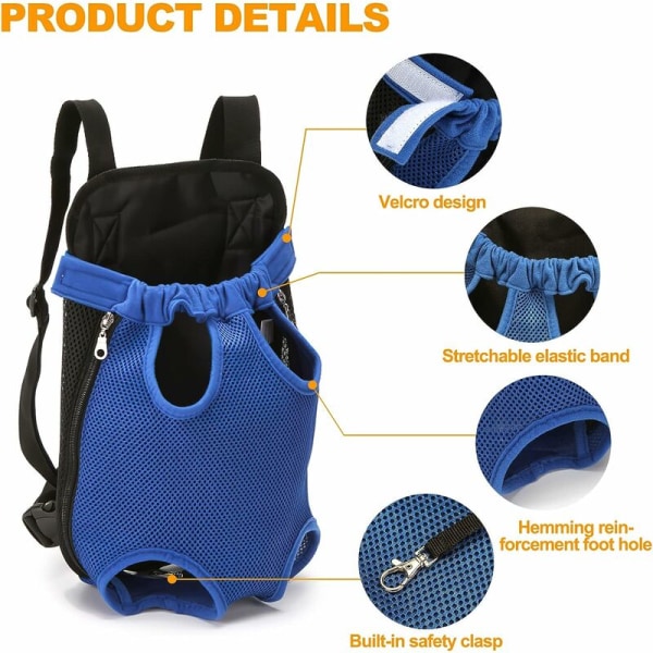 Husdjursryggsäck, justerbar husdjursryggsäck, hundreseväska, husdjursbärare med ventilerad design (M, ljusgul)