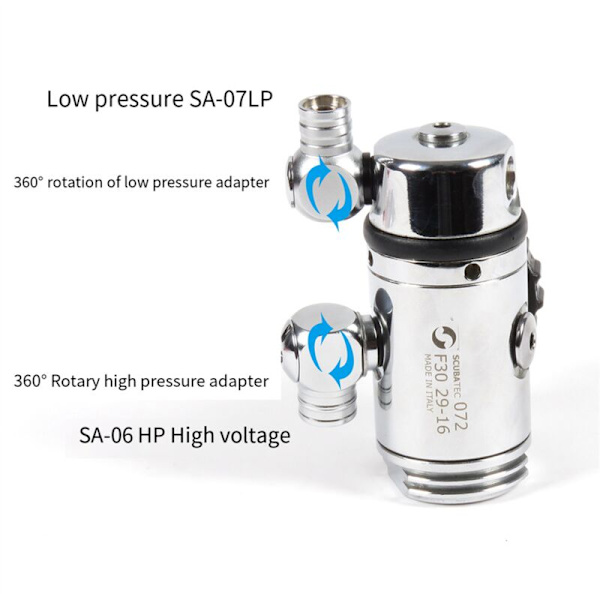 Scuba slange adapter 360 graders justerbar kobling roterbare adaptere lavtrykks dykkerregulator kobling