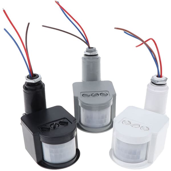 LED bevegelsessensor 220V Automatisk PIR Infrarød bevegelsessensor Veggtimer Utendørs 12V Sensor Lysbryter, Hvit