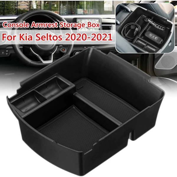 Center Console Organizer Tray Kompatibel med Seltos 2020 2021 Armrest Sekundär Förvaringslåda Insert