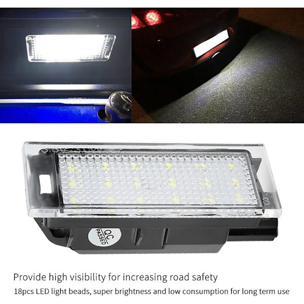 LED Nummerpladelys, 2 stk. LED Nummerpladelys Pærer, Super Lys CanBus Ingen Fejl Baglygter til Clio Espace Laguna Megane