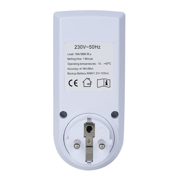Digital programmerbar stikkontakt, daglig/ukentlig digital timer, elektrisk stikkontaktprogrammerer med LCD-skjerm og anti-tyveri tilfeldig modus, energisparing, 16