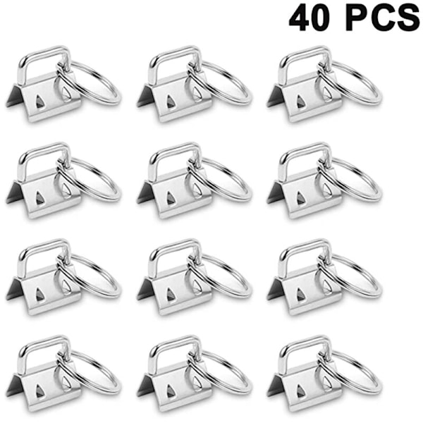 40-pack Nyckelring Nyckelband Handledsrem Bomulls-svansklämma Rem 26mm Silver Vit Lat