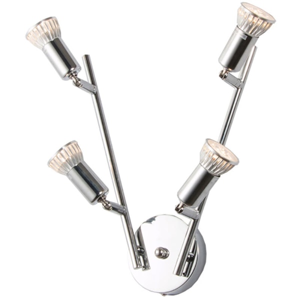 Loftlampe med 4 justerbare LED-spots med 4 x GU10 6W pærer til gang, stue og soveværelse (ikke-dimbar)