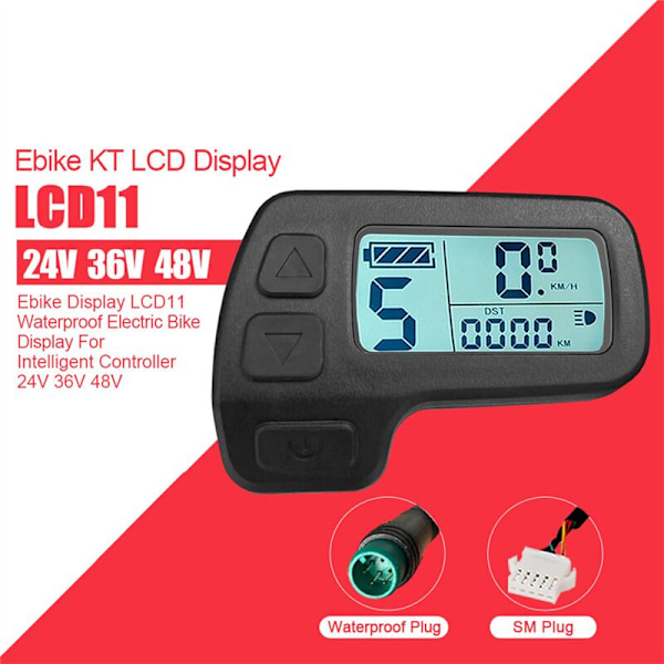 Ebike-näyttö KT-LCD11 Mini-näyttö 24V 36V 48V Vedenkestävä liitäntä Sähköpyörän näyttö Kunteng-ohjaimelle Ebike-paneeli