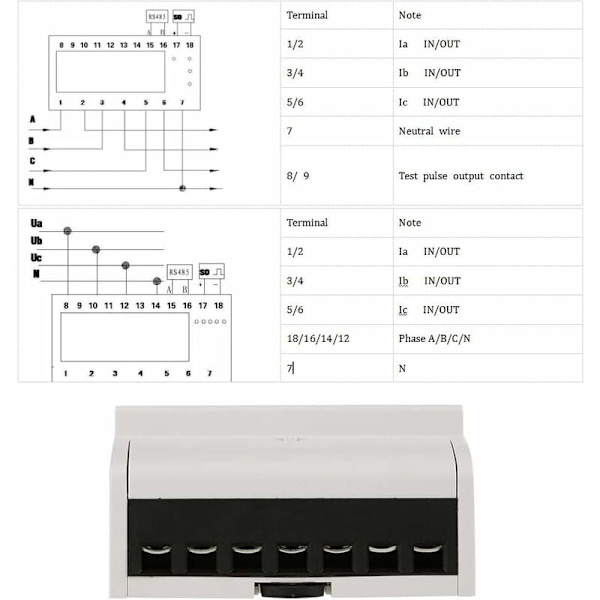 3 x 220V/380V KWh Elektrisk mätare Rail Digital Energimätare LCD Trefas 4 Ledningar 7P Elektronisk(30(100) A)，1st