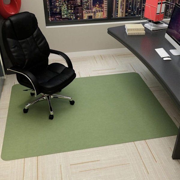 Kontorstolsmåtte, 120 x 90 cm, Stofmåtte til Kontor, Gulvbeskyttelse til Kontorstol, Skridsikker, Gulvmåtte til Kontortrægulv, Grøn