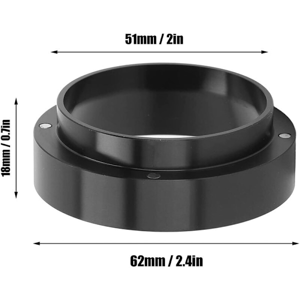 51mm Espresso Doseringstratt, Magnetisk Ring Kaffemaskin Tillbehör Bryggning Kaffe Tampningspulververktyg (Svart)