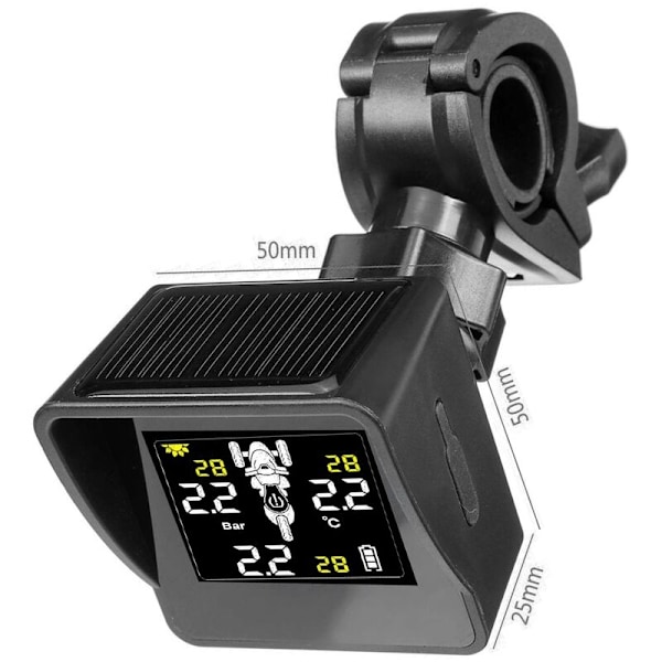 Solcellsbaserat trådlöst däcktrycksövervakningssystem TPMS däcktrycksmätare för LCD-display 3 externa sensorer