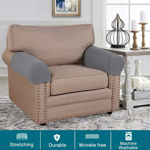 Strækbare armlænsbetræk til stole og sofaer, Spandex Jacquard sofa armlænsbetræk, skridsikkert møbelbeskytter, vaskbare lænestolbetræk til armlæn