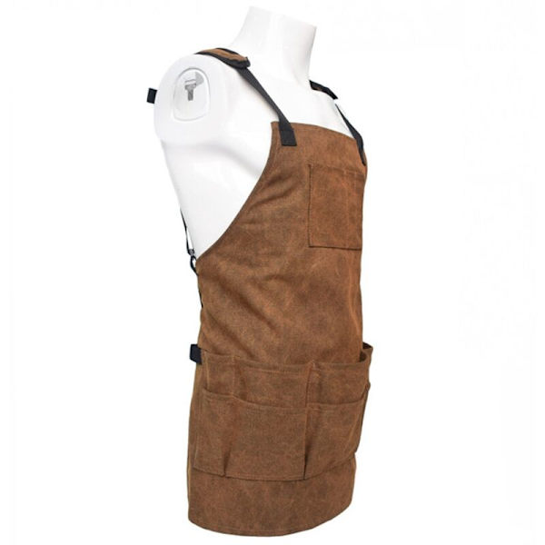 Justerbara Canvas Förkläden Kvinnor Multi-Pocket Förkläden BBQ Kök Slitstarka Förkläden Matlagning Verktyg Förkläden