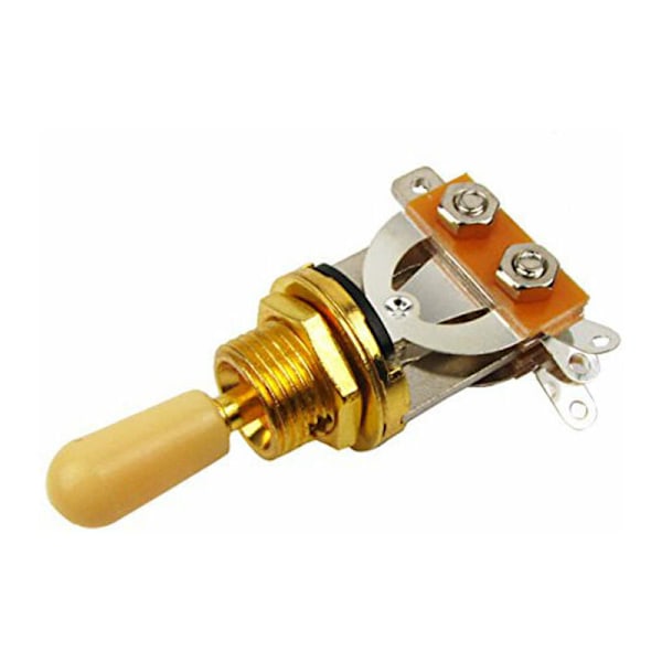 3-veis kort rett bryter / avspillingsvelger for gitar, elektrisk gitar, gull og beige (2-pakning)