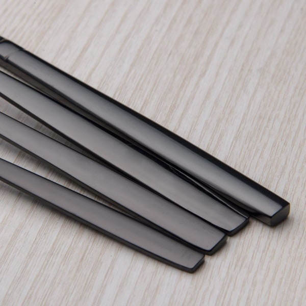 4-delers titanbelagt svart rustfritt stål servisesett, 4-delt svart servisesett, svart sølvtøysett