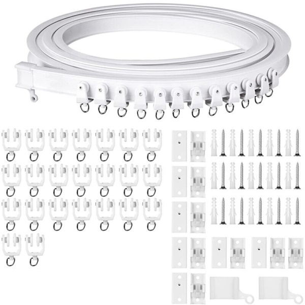 5 meter PVC böjd gardinskena spår tyst glidande spår kan vikas U-formad L-formad skena gardintillbehör