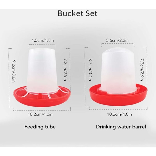 Fjørfeforer, 9,2x10,2 cm Kyllingforer og 8,7x10,2 cm Drikkeapparatsett med roterende ermedesign Automatisk fôring og vanning Fjørfeforer og vanningsapparat