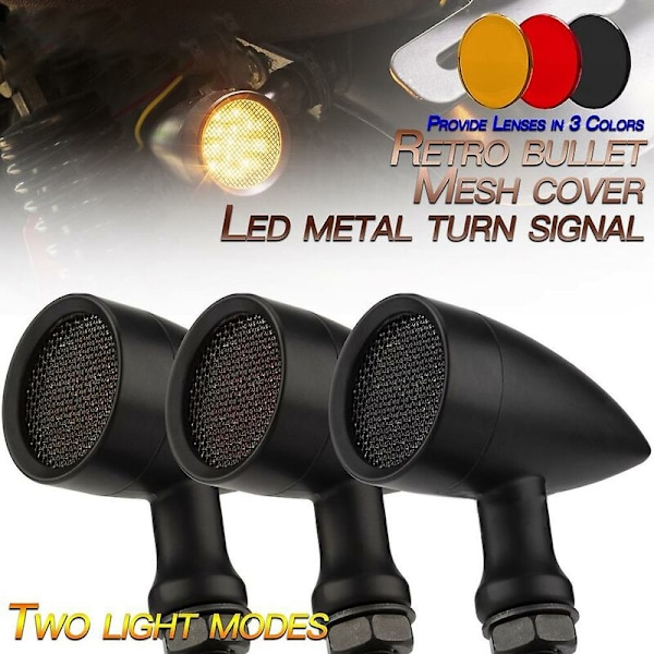 10mm Motorcykel Retro LED Blinklys Bremslys Mesh Linse Til Chopper Bobber