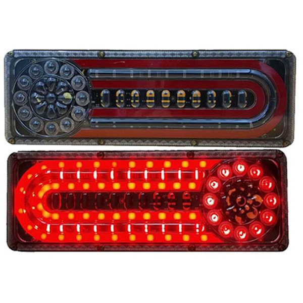 2 stk. 24V LED dynamisk bil lastbil baglygte blinklys bremselys til trailer varevogn (41,5 cm)