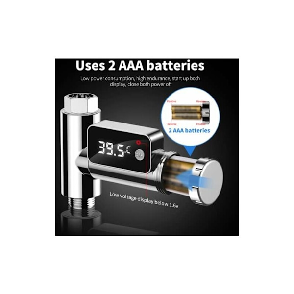 Duschtermometer, Babybadtermometer, LED-digital duschtemperaturdisplay, Celsius/Fahrenheit-display, 360° roterande skärm HIASDFLS