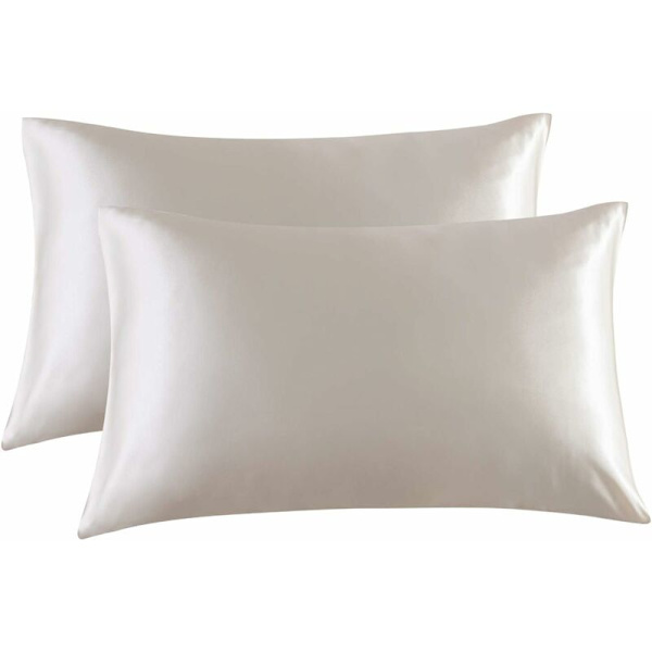2 satin pudebetræk 50 x 75 cm (hvid)