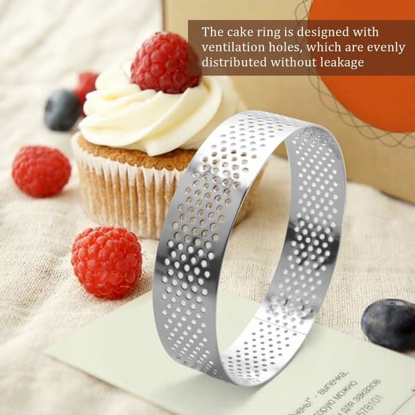 8 Pakke Rustfritt Stål Kake Mousse Ringer, Varmebestandig Perforert Kake Mousse Ring, Kake Ring Form, Runde Kake Bakeverktøy
