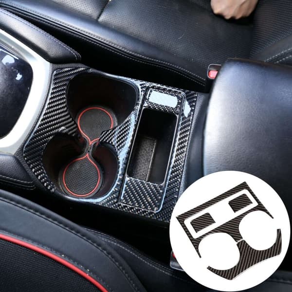 ABS Fiber Center Console Cup Frame Panel Trim Cover til Dekoration Stickers 2014-2018