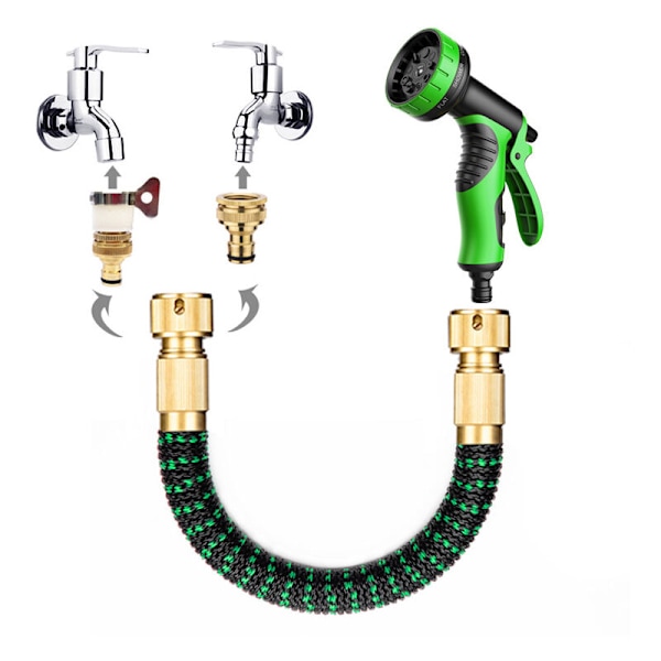 Havehose, Helt Ny 2021 Udvidbar Havehose 8m/25ft med 3/4\" Massiv Messingbeslag, Ekstra Robust Tekstil - Fleksibel Udvidbar Slange med F