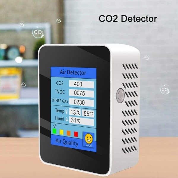 CO2-detektor Temperatur/Fugtighedsmåler Luftkvalitetsmåler TVOC-detektor LCD-display TVOC-dioxid (sort)