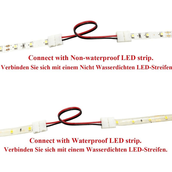 2-polet LED-stribeforbindelse Fleksibel Forlængerkabel 2-polet Flex LED-stribe LED-båndhjørneforbindelse til SMD 5050 5630 Monokrom LED-stribe 10 mm bred