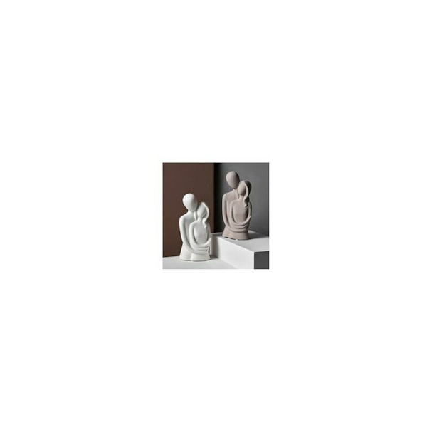 One Piece Modern Skulptur, Keramisk Par Skulptur Vardagsrums Present Abstrakt Modern Heminredning Par Staty, Grå-10cm8.5cm20.5cm