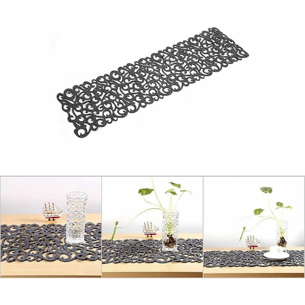 Huopataulun juoksumatto Pöytäliina Matto Kukka Ontto Pohja Alusta Koristelu 100 x 30 cm Tummanharmaa