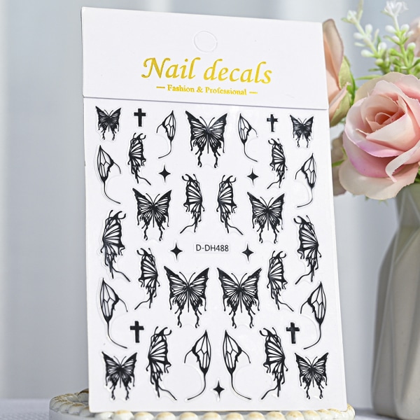 12 arkkia Nail Art Tarrat Tarrat Itsekiinnittyvä perhoslehti kukka Nail Art Tarvikkeet Nail Art Design Sisustustarvikkeet