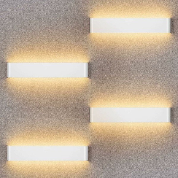 4-pack Vägglampa Inomhus LED Svart Vägglampa 3000K Varmvit Modern Upp-och-Ner Vägglampor 16W Vägglampa för Sovrum Vardagsrum Trapphus Hall