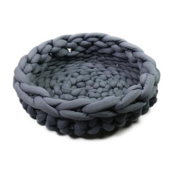 Pet Kennel Dog Cat Hand-Woven Knitting Bed Nest Puppy Kitten Cave Basket Sleeping Bag Dogs Kennel Supplies Dark Gray