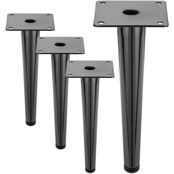 Paket med 4 raka koniska möbelfötter 20 cm metall svart