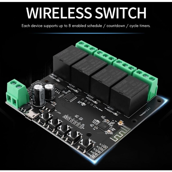 4CH Tuya WiFi Switch Modul Relæ Smart Life APP Fjernbetjening Timer til Hjemmet