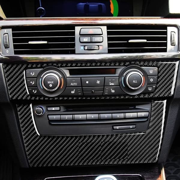 Car Fiber Air Conditioning CD Panel Sticker Cover Trim Decal for 3 Series E90 E92 E93 2005-2012 Tilbehør, A