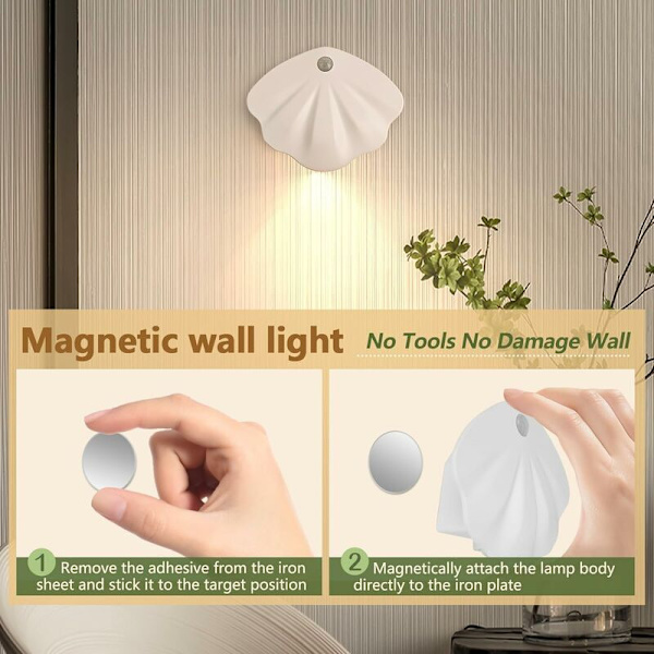 Uppladdningsbar smart LED-lampa med rörelsesensor, magnetisk nattlampa utan ledningar, inomhusvägglampa, dörrnummer (svart)
