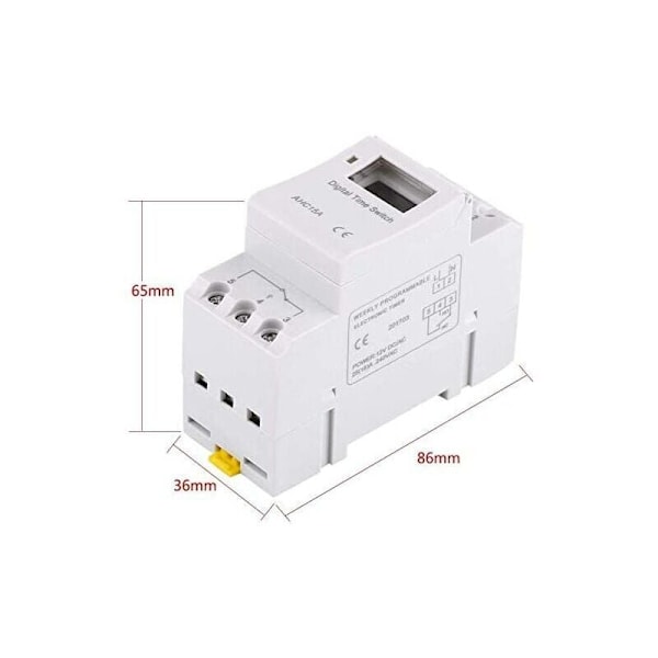 Elektrisk tidtakerrelé med LCD-skjerm, ukentlig forhåndsinnstilling, programmerbar (220V)