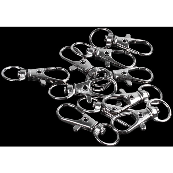 10 st 30 mm silverfärgade metallhummerklor med nyckelring