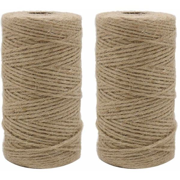 2 st x 333 fot 2 mm 3-lagers, buntad med, naturlig brun lindningsträdgård, gör-det-själv-rep