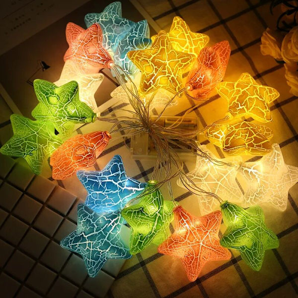 10LED Haltiatähti-valoketju 1.5m LED-valoketju Joulu Lyhty Ulkona Puutarha Juhla Hääkoristelu (Vaaleanpunainen Keltainen Sininen Valkoinen)