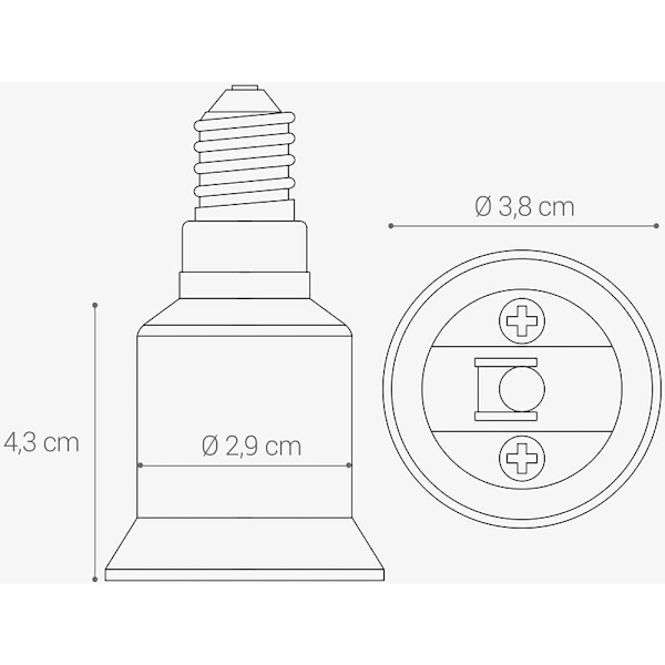 4x Sockeladapter - E14 till E27 Sockelomvandlare - E27 Baslampahållare Adapter för Halogen LED-lampa