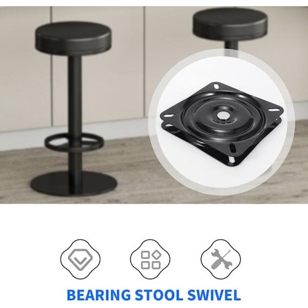 7 Tommers Stanglager Svingbar Krakk Erstatning Sete Base Bord Møbler Svingbar Bar Krakk Plate Svart