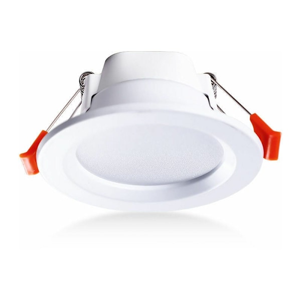 Set med 4 LED infällda taklampor IP65 vattentäta 5 W varmvit runda infällda spotlights, plast, vit