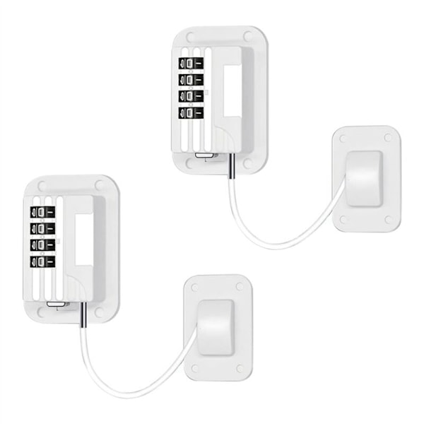 Kylkylskåpslås med kod, 4-pack kylskåpslås, ingen borrning, för vinkällare, låda, fönster